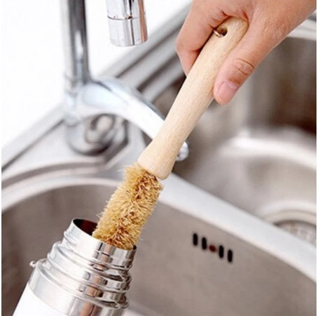 6 Piece Bamboo Dish Brush Set for Kitchen Cleaning Dishes | Essentials Household Supplies
