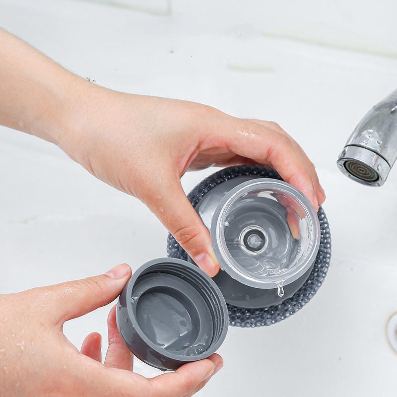 Soap Dispensing Palm Dish Brush - Ergonomic Kitchen Scrubber with Refillable Reservoir