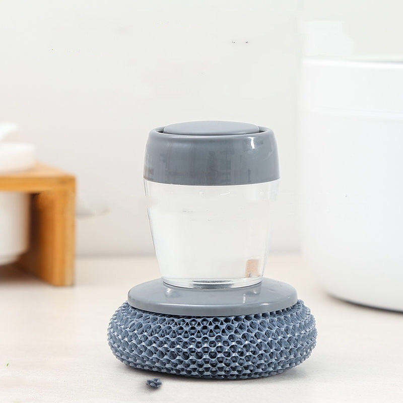 Soap Dispensing Palm Dish Brush - Ergonomic Kitchen Scrubber with Refillable Reservoir