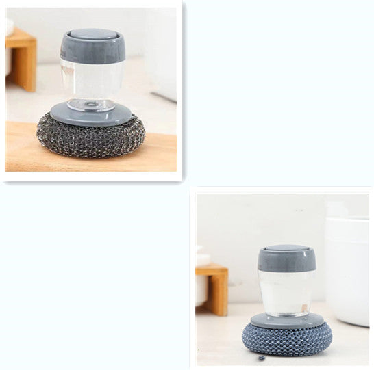 Soap Dispensing Palm Dish Brush - Ergonomic Kitchen Scrubber with Refillable Reservoir