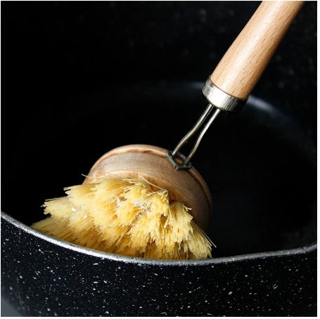 6 Piece Bamboo Dish Brush Set for Kitchen Cleaning Dishes | Essentials Household Supplies